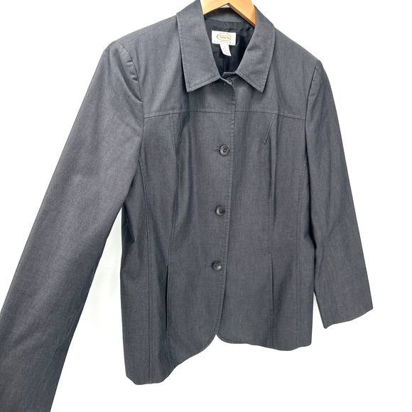 Talbots Blazer Womens Petite 14 14p Jacket Classic Lined Button Up Gray Vintage - Picture 3 of 8